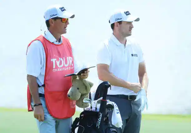 Patrick Cantlay and his caddie, Matt Minister