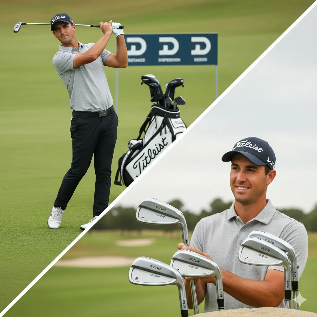 A set of Titleist 620 MB and T100 irons, part of Justin Thomas' WITB setup