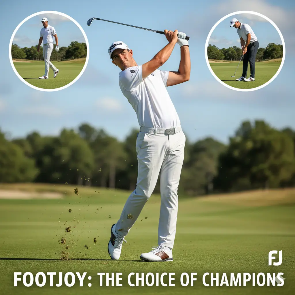 A pair of Footjoy golf shoes, the brand worn by Justin Thomas